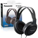 Panasonic RP-HT161 Over-Ear Headphones - Black - Full size, closed-type monitor headphones, Large, soft ear-pads for comfortable listening 2 metre cord, 3.0cm driver units