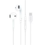 Promate GEARPOD-C2 USB-C In-Ear Earphones with In-line Microphone & Volume Control. Anti-Tangle Cable, Works with All USB-C Mobiles & Tablets. Ergonomic design with Noise Cancellation. White Colour.