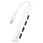 Bonelk Long-Life USB-C to 4 Port USB 3.0 Slim Hub - White