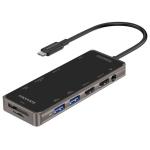 Promate PRIMEHUB-PRO.GRY 11-in-1 USB Multi-Port Hub  with USB-C Connector. Includes 100W PD, 4K HDMIPort, 1080 VGA, Dual Display Port, RJ45 Port, USB-A 3.0/2.0 Ports, AUX, SD/TF Card Slots. Grey Colour.