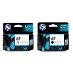 HP 67 Ink Cartridge Value Pack Black+ Tri-Colours Black Yield 120 pages & Tri-Colour Yield 100 pages for HP DeskJet 2330, 2720, 2721, 2723 , ENVY 6420, 6020 Printer