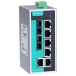 MOXA Industrial switch EDS-208A-MM-SC-T 8-port Unmanaged Ethernet switch, -40 to 75°C operating temperature 6 10/100BaseT(X) ports, 2 100BaseFX multi-mode ports with SC connectors