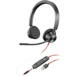 HP Poly Blackwire 3325 USB-A Wired On-Ear Headset - Noise-Canceling Mic - Dynamic EQ - In-line Control - 3.5mm