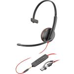HP POLY HEADSETS 8X227A6 Poly Blackwire 3215 Monaural USB-C Headset +3.5mm Plug +USB-C/AAdapter(Bulk)