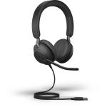 Jabra Evolve2 40 USB-A Wired On-Ear Headset - UC Certified 3-Mics Noise Cancellation / 40mm Speakers / Busy Light