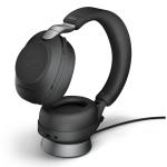 Jabra Evolve2 85 Bluetooth Over-Ear Active Noise Cancelling Headset with Charging Stand - UC Certified Link380-A / 10-Mics Noise Cancellation / 40mm Speakers / Hybrid ANC / Retractable Mic / Busy Light / Fast Charge / Up to 30m Distance / U