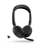 Jabra Evolve2 65 Flex Foldable Bluetooth On-Ear Active Noise Cancelling Headset - UC Certified Link380-C / 6-Mics Noise Cancellation / Hybrid ANC / Retractable Mic / Busy Light / Up to 30m Distance / Up to 20-Hour Talk-Time