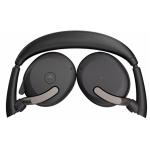 Jabra Evolve2 65 Flex Foldable Bluetooth On-Ear Noise Cancelling Headset - MS Certified Link380-A / 6-Mics Noise Cancellation / Hybrid ANC / Retractable Mic / Busy Light / Up to 30m Distance / Up to 20-Hour Talk-Time