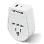 Jackson PTA878USBMC Slim Outbound Travel Adaptor 1x USB-A and 1x USB-C (2.1A) Charging Ports. ForincomingTourists from USA, Japan, UK, & Hong Kong. Converts Plugs for use