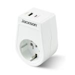 Jackson PTA929USBMC Slim Inbound Travel Adaptor 1x USB-A and 1x USB-C (2.1A) Charging Ports. ForincomingTourists from USA, Japan, Europe, & Bali.