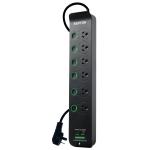 Jackson RAP6S45 Raptor Individually Switched 6 Way Surge Protected Powerboard 45W PD USB-C 36WUSB-A Ports