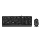 A4Tech Fstyler F1010 Multimedia Keyboard & Mouse Combo USB Wired - Laser Inscribed Keys - 1600 DPI 3-Level Adjustable Mouse