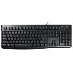 Logitech K120 Keyboard Corded USB Comfortable quiet typing Thin profile Sturdy, adjustable tilt legs Curved space bar Durable keys Spill-resistant design