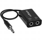 StarTech MUY1MFFADP Black Slim Mini Jack Headphone Splitter Cable Adapter - 3.5mm Audio Mini Stereo Y Splitter - 3.5mm Male to 2x 3.5mm Female - MUY1MFFADP