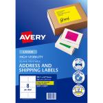 AVERY Shipping Label L7165FY Fluoro Yellow 99.1x67.7mm 8up 25 Sheets