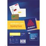 AVERY LABELS YELLOW 14 UP 25 SHEETS 99.1X38.1MM FLUORO  L7163-25YLW
