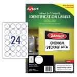 AVERY Heavy Duty ID Label L6112 White Laser 40mm 24up 10 Sheets