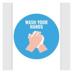 AVERY Pre-Printed Self-Adhesive Sign Wash Your Hands Round 20cm 5 Sheets