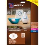 AVERY REMOVEABLE OVAL LABELS 10 SHEETS 18 UP WHITE L7101REV