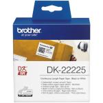 Brother DK22225 Continuous Length Paper Label - 38 mm x 30.48 m Length - Rectangle - Direct Thermal, Thermal Transfer - White - Paper - 1 Roll