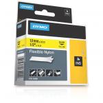 Dymo Rhino Flexible Nylon Black on Yellow 12mm