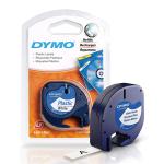 Dymo 91331 Pearl White Plast tape for LetraTag Plastic Tape, 12mm x 4m