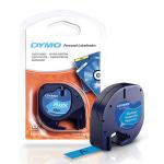 Dymo 91335 Black on Blue Tape , Plastic Lablels, For LetraTag LT-100H and LT-100T Label Makers,DY LT 0.5"X13  12MMX4M
