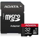 ADATA High Endurance 32GB MicroSDXC with SD Adapter , Read up to 100MB/s, Write up to 70MB/s, UHS-I. U3 V30