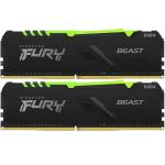 Kingston Fury Beast 16GB DDR4 RGB Desktop RAM Kit - Black 2x 8GB - 3600MHz - CL17 - Intel XMP, AMD Ryzen - KF436C17BBAK2/16