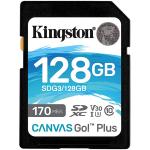 Kingston 128GB Canvas Go! Plus SD Memory Card Class 10, UHS-I, U3, V30, up to 170MB/s read, and 90MB/s write for DSLRs, mirrorless cameras and 4K video production