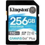 Kingston 256GB Canvas Go! Plus SD Memory Card Class 10, UHS-I, U3, V30, up to 170MB/s read, and 90MB/s write