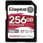 Kingston 256GB SDR2 V60 UHS-II Canvas React Plus V60 SD memory Card UHS-II, U3, V60, up to 280MB/s read, and 150MB/s write for DSLRs, mirrorless cameras and 4K video production