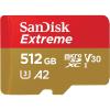 SanDisk Extreme 512GB microSDXC Memory Card Class 10 - U3 - V30 - A2 - Read up to 160MB/s - Write up to 90MB/s SanDisk Extreme 512GB microSDXC Memory Card Class 10 - U3 - V30 - A2 - Read up to 160MB/s - Write up to 90MB/s