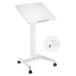 Brateck Lumi FWS07-1 Height Adjustable Mobile    Workstation with Foot Pedal & Tiltable Desktop. Work Surface 600x 520mm. Height Range 758-1128mm. Weight Cap 8Kgs. Safety Ledge Stopper. Caster Wheels.White Colour