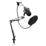 Brateck Bracteck MDS09-2 BRATECK Podcasting Microphone with  Clamp-on Table Mount, Windshield, &Phone Holder. 72cm Boom Arm, XRL Female to 3.5mm, Microphone Cable 2.5m/8.2 ft, Dual Suspension Springs, Sturdy Steel Construction.