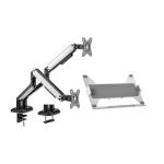 KONIC 17"-32" Single Monitor Stand With Laptop Tray Arm Riser - Weight Capacity 2-9kg - VESA 100x100 75x75 - Matte Black & White