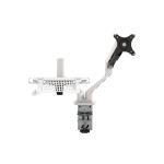 Loctek Pro Mount, 17"-30" Single Monitor Arm With 10.1"-17.3" Laptop Stand Gas Spring Mount - White 2-9 KG Per Arm - Clamp Or Grommet Installation - 5 Years Warranty