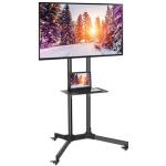 Perlesmith PSTVMC01 Height Adjustable TV Cart for 32-65 inch TV with a sturdy media shelf to hold a laptop, DVD or gaming system