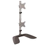 StarTech ARMDUOVS Vertical Dual Monitor Stand - Ergonomic Desktop Stacked Two Monitor Stand up to 27 inch VESA Mount Displays - Free Standing Universal Monitor Mount - Height Adjustable - Silver