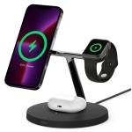 Belkin 3-in-1 Wireless Charging Stand with MagSafe 15W - Black, Support fast Charging for Apple Watch Series 8 &7