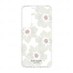 Kate Spade New York Galaxy S22 5G Protective Hardshell Case - Hollyhock Floral Clear / Cream with Stones