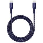 MICRODIA EXECABLE TWEED PD100W 1.3M USB-C TO USB-C CABLE - NAVY