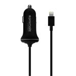 Promate PROCHARGELT.BLK  1.2m MFi Certified 2.1A Car Charger with Lightning Connector. MadeforiPhone, iPad, & iPod. Ensures Protection from Over Heating and Over-Current. Colour Black.