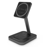 Promate 15W High Speed Magnetic Wireless Phone Charger with 5W Qi Airpod Wireless Charging Pad. Charging Distance 6mm, Anti Slip Surface, Multi Angle Viewing. Designed for iPhone 12. Black/Grey