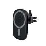 Promate 15W Magnetic Wireless Quick Charger. Automatic AC Vent Mount Clamping, Secure Magnetic Mounting, Slim & Cradleless, 1.5m Cable, Black Colour.