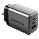 RockRose Infinito G65 -- 65W PD & QC 3.0  , 2X USB-C & USB-A Triple Port AC Wall Charger