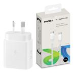 Samsung 25W USB-C PD Fast Charging GaN Wall Charger - White With Momax 1-Link Flow 100W 3M USB-C To USB-C PD Fast Charging Cable White - Support Samsung Super Fast Charge & iPhone PD Fast Charging