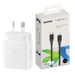 Samsung 25W USB-C PD Fast Charging GaN Wall Charger - White With Momax 1.2M USB-C to Lightning Quick Charge Cable Black - Made For iPhone & USB-IF Certified