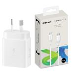 Samsung 25W USB-C PD Fast Charging GaN Wall Charger - White With Momax 1-Link Flow 60W 1.2M USB-C To USB-C PD Fast Charging Cable White - Support Samsung Super Fast Charge & iPhone PD Fast Charging