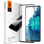Spigen Galaxy S20 FE 4G / 5G Full Coverage Premium Curved Tempered Glass Screen Protector - Black Durable 9H Screen Hardness - Rounded Edges - Delicate Touch - Compatible with Spigen Phone Case - AGL02200